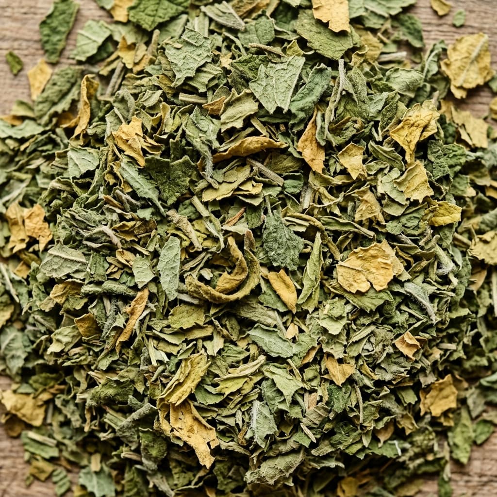 乾燥草本葉片的細節，作為植物意象